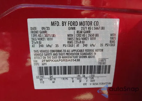 2024 Ford Edge St z USA, uszkodzony, nr VIN 2FMPK4AP0RBA05430